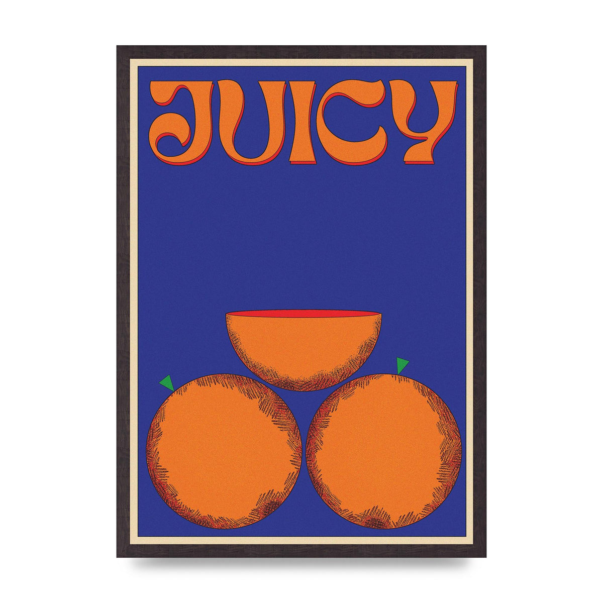 Retrovintage Juicy Orange" Wall Art - A2 framed
