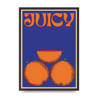 Retrovintage Juicy Orange" Wall Art - A2 framed