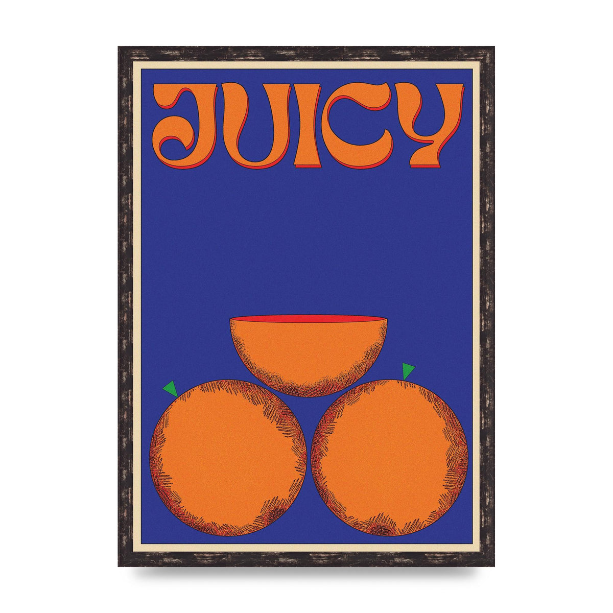 Retrovintage Juicy Orange" Wall Art - A2 framed