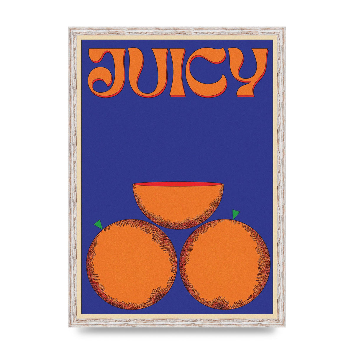Retrovintage Juicy Orange" Wall Art - A2 framed