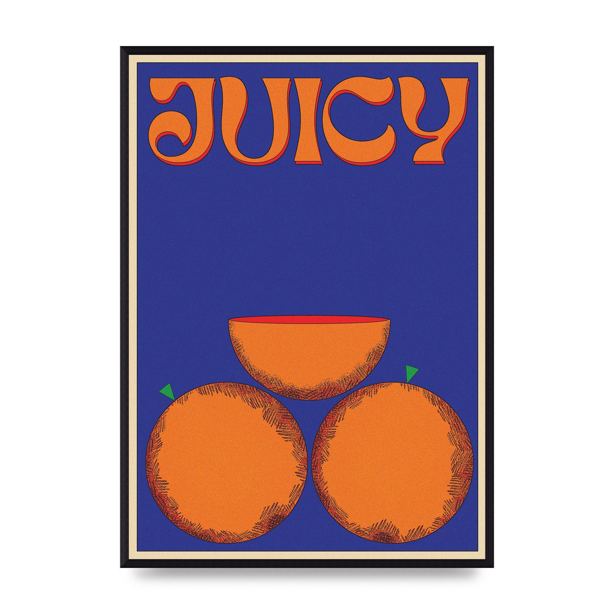 Retrovintage Juicy Orange" Wall Art - A2 framed
