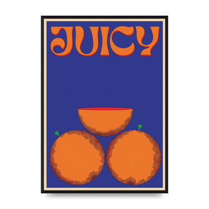 Retrovintage Juicy Orange" Wall Art - A2 framed