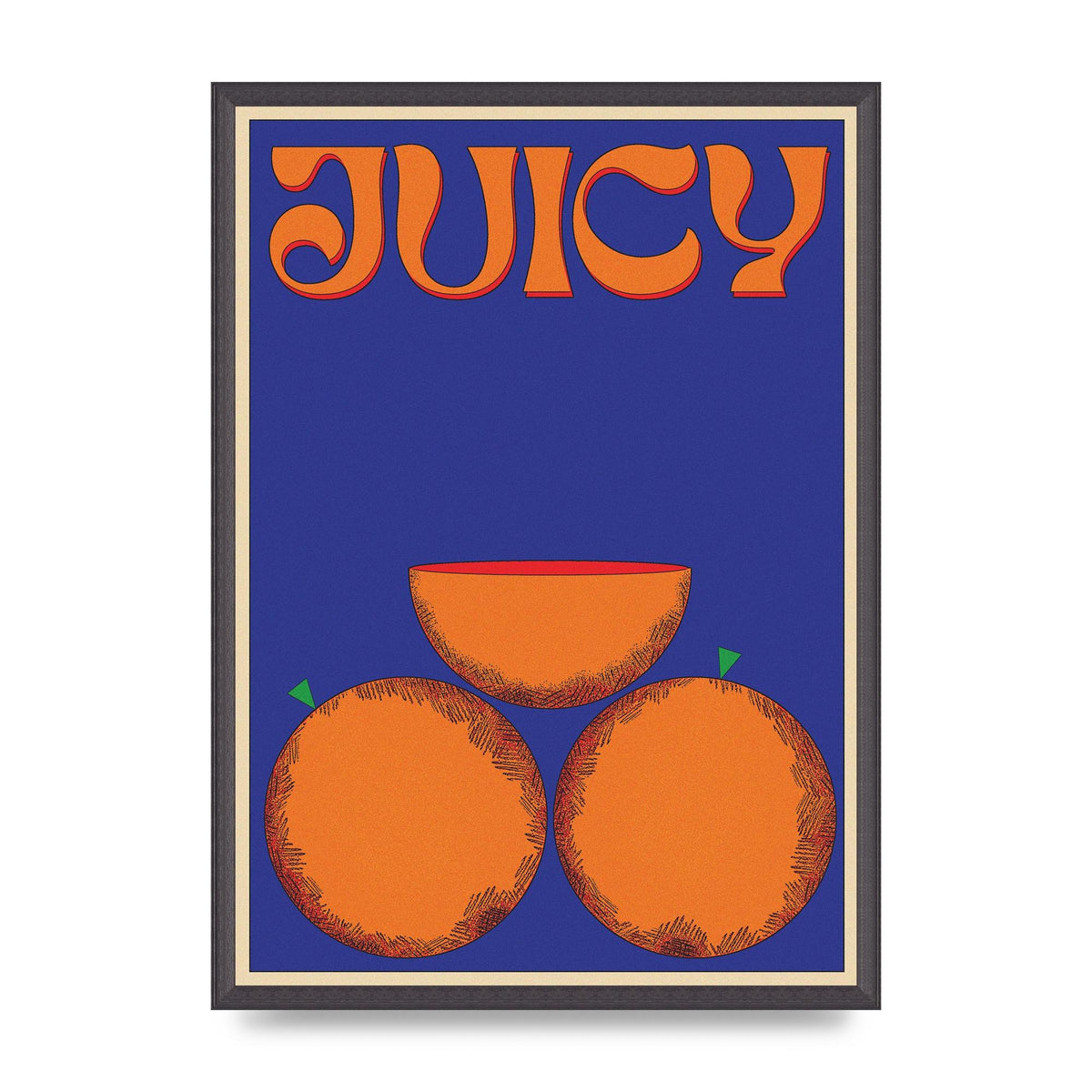 Retrovintage Juicy Orange" Wall Art - A2 framed