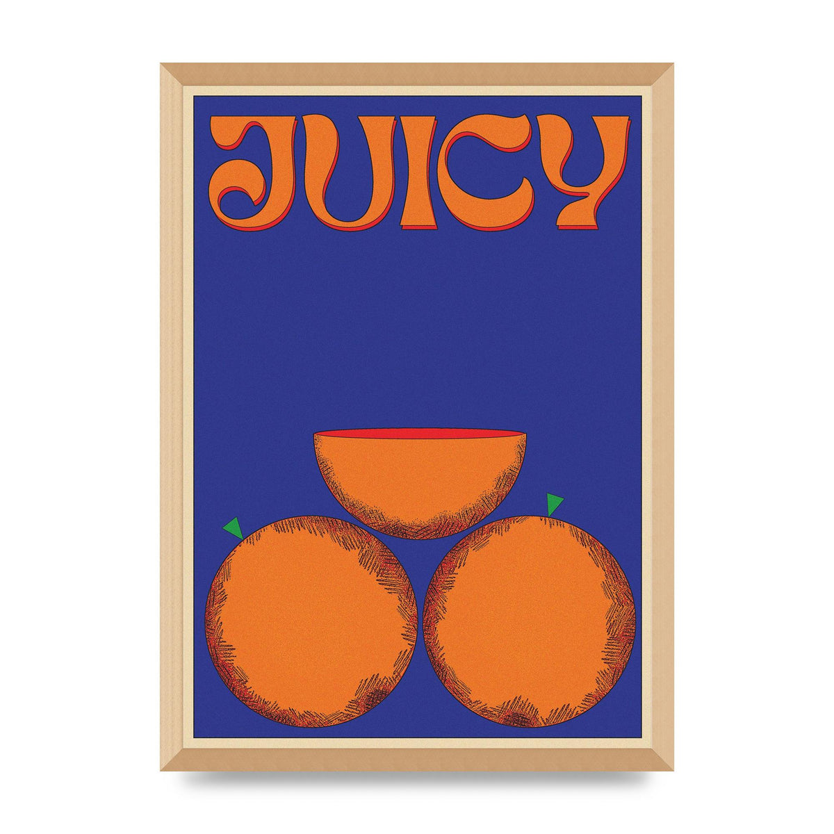 Retrovintage Juicy Orange" Wall Art - A2 framed