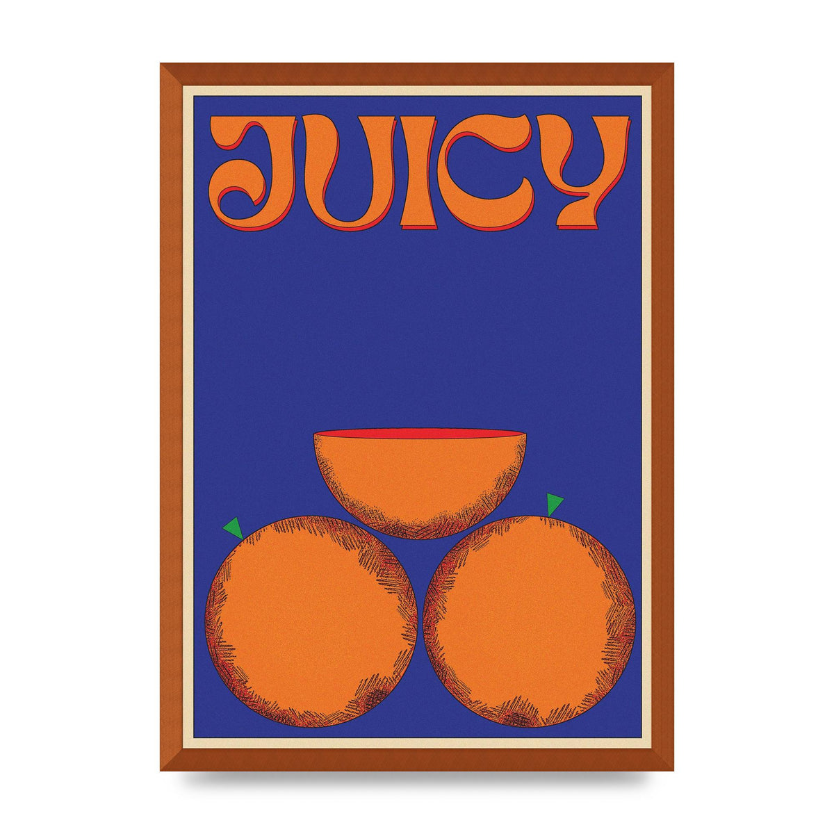Retrovintage Juicy Orange" Wall Art - A2 framed