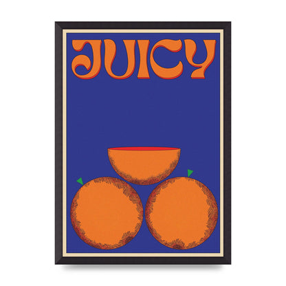 Retrovintage Juicy Orange" Wall Art - A2 framed