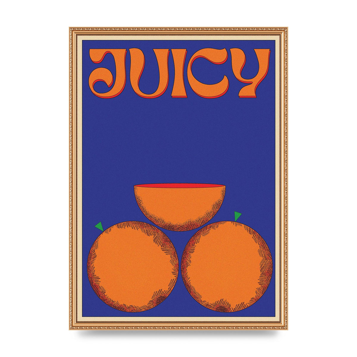 Retrovintage Juicy Orange" Wall Art - A2 framed