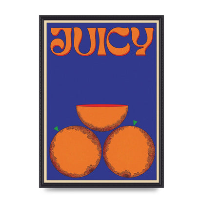 Retrovintage Juicy Orange" Wall Art - A2 framed
