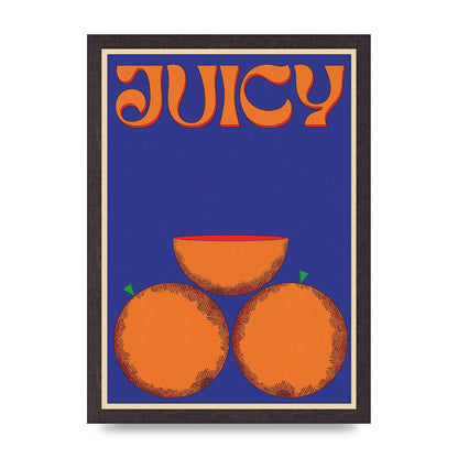 Retrovintage Juicy Orange" Wall Art - A3 framed