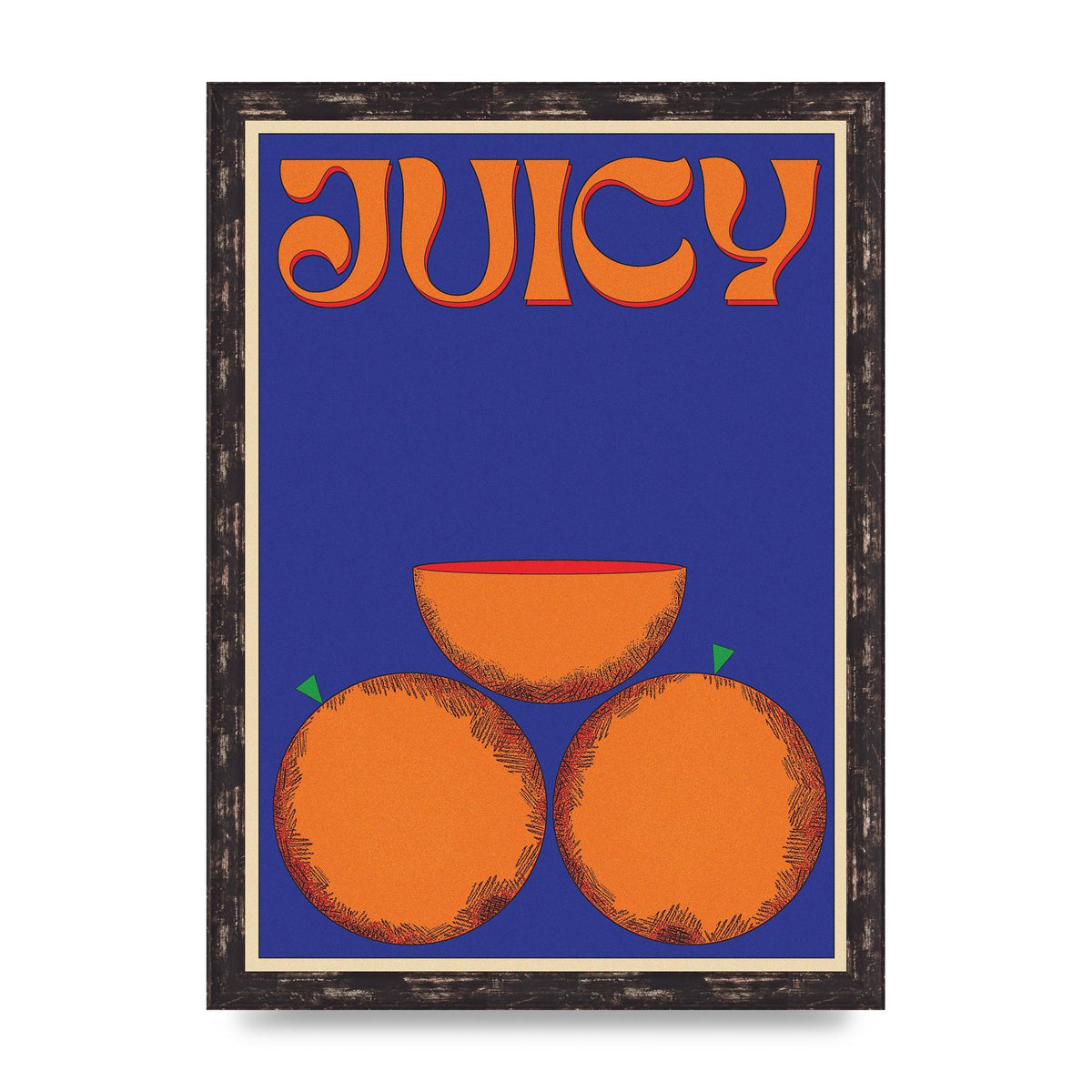 Retrovintage Juicy Orange" Wall Art - A3 framed