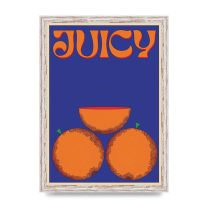 Retrovintage Juicy Orange" Wall Art - A3 framed