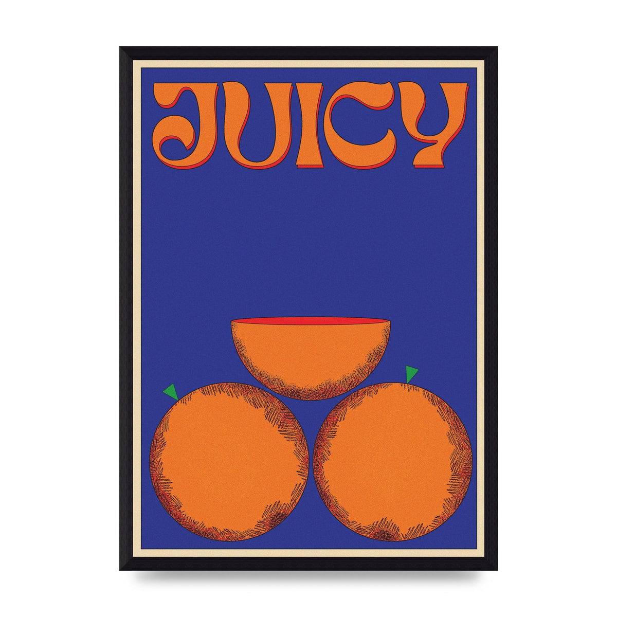 Retrovintage Juicy Orange" Wall Art - A3 framed
