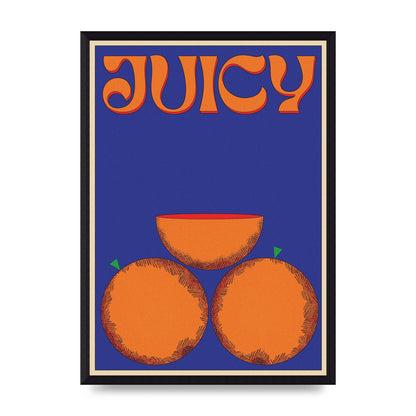 Retrovintage Juicy Orange" Wall Art - A3 framed