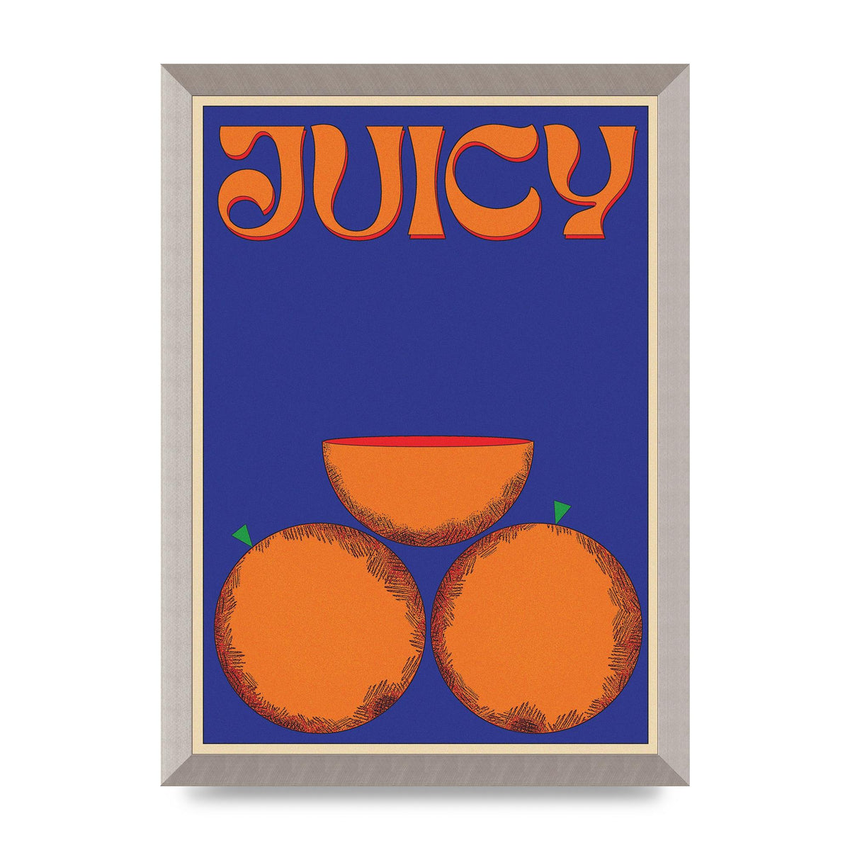 Retrovintage Juicy Orange" Wall Art - A3 framed