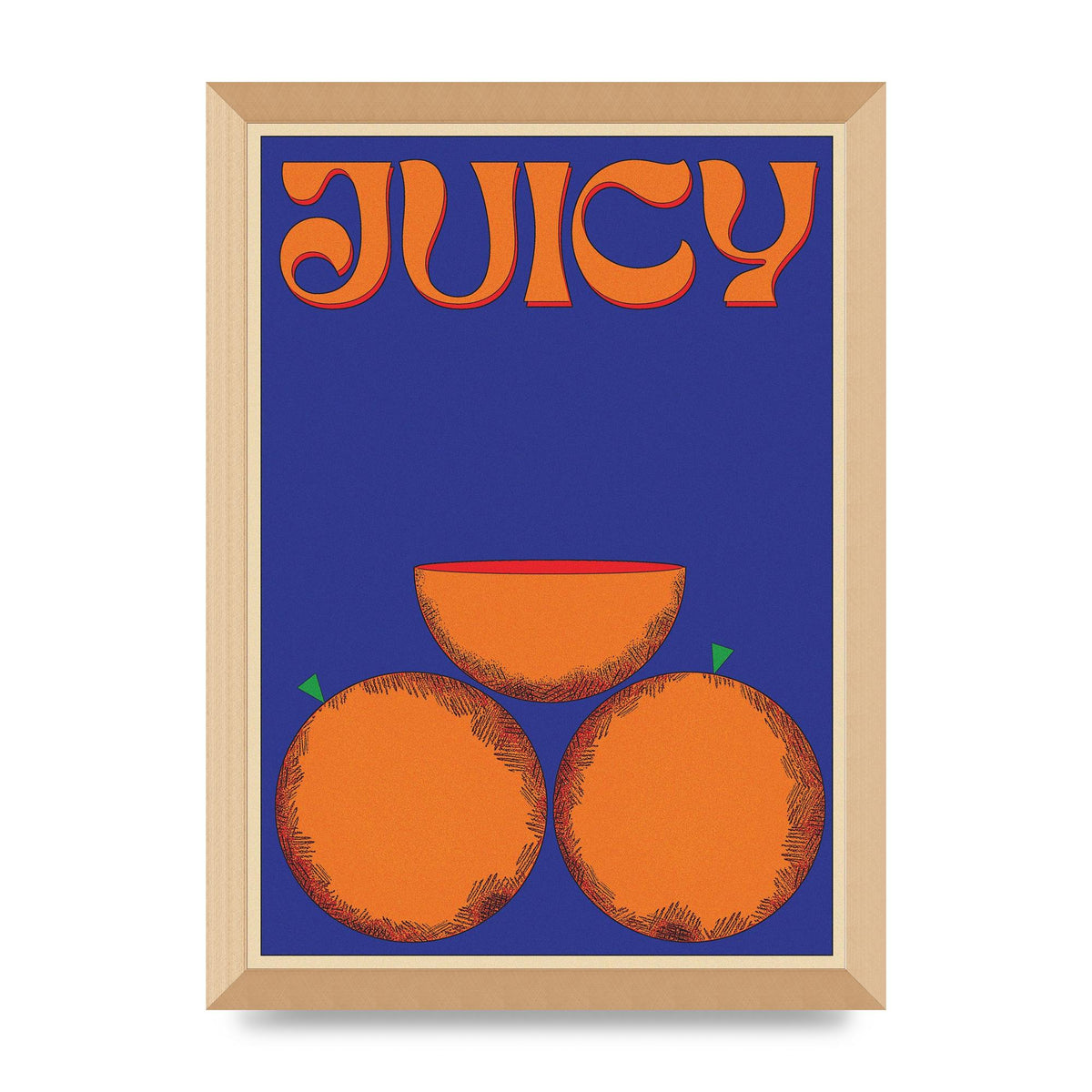 Retrovintage Juicy Orange" Wall Art - A3 framed