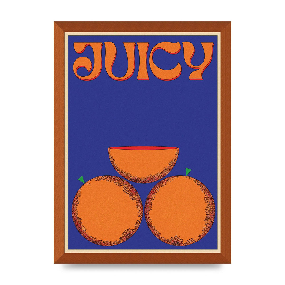 Retrovintage Juicy Orange" Wall Art - A3 framed
