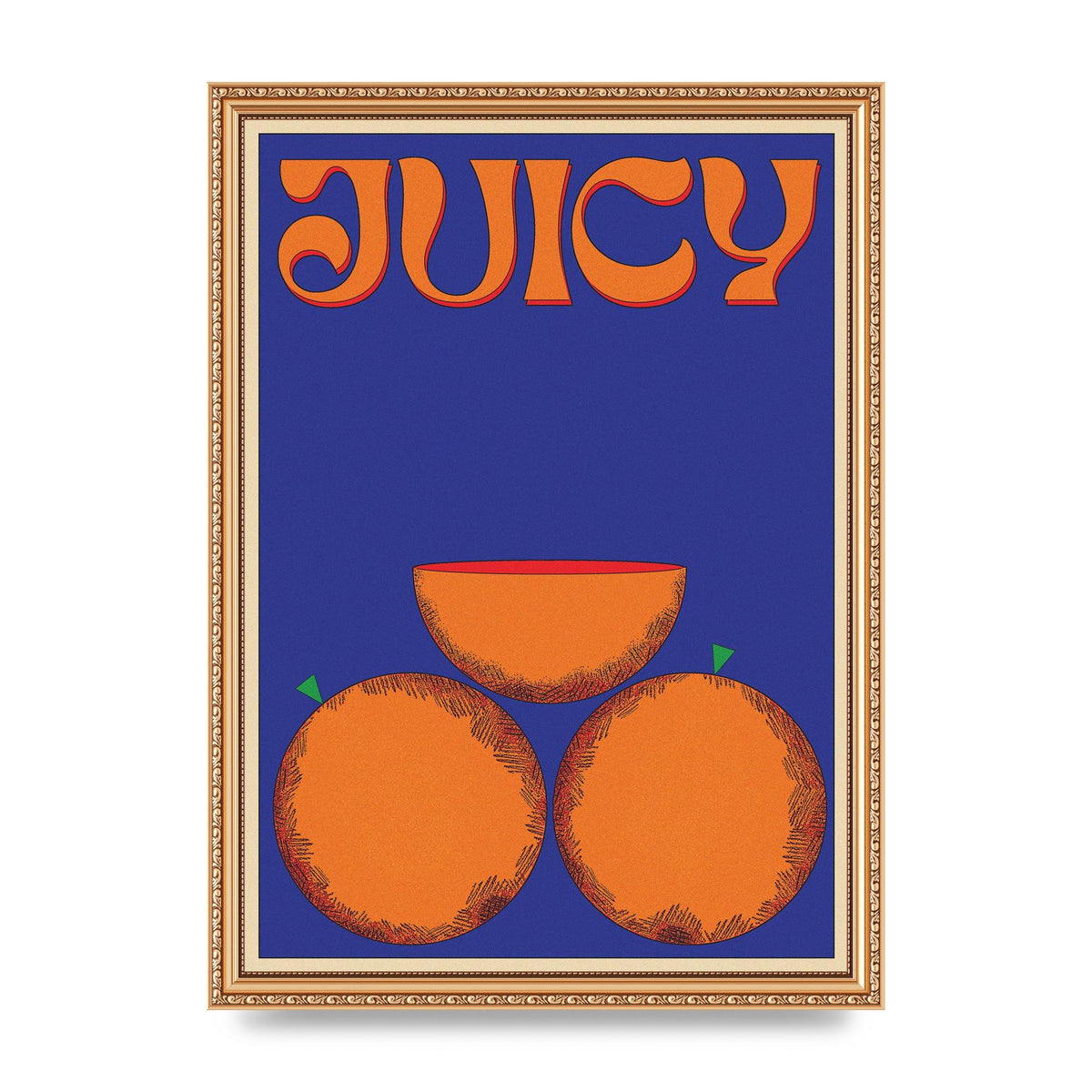Retrovintage Juicy Orange" Wall Art - A3 framed