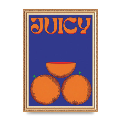 Retrovintage Juicy Orange" Wall Art - A3 framed