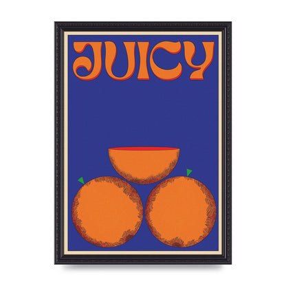 Retrovintage Juicy Orange" Wall Art - A3 framed