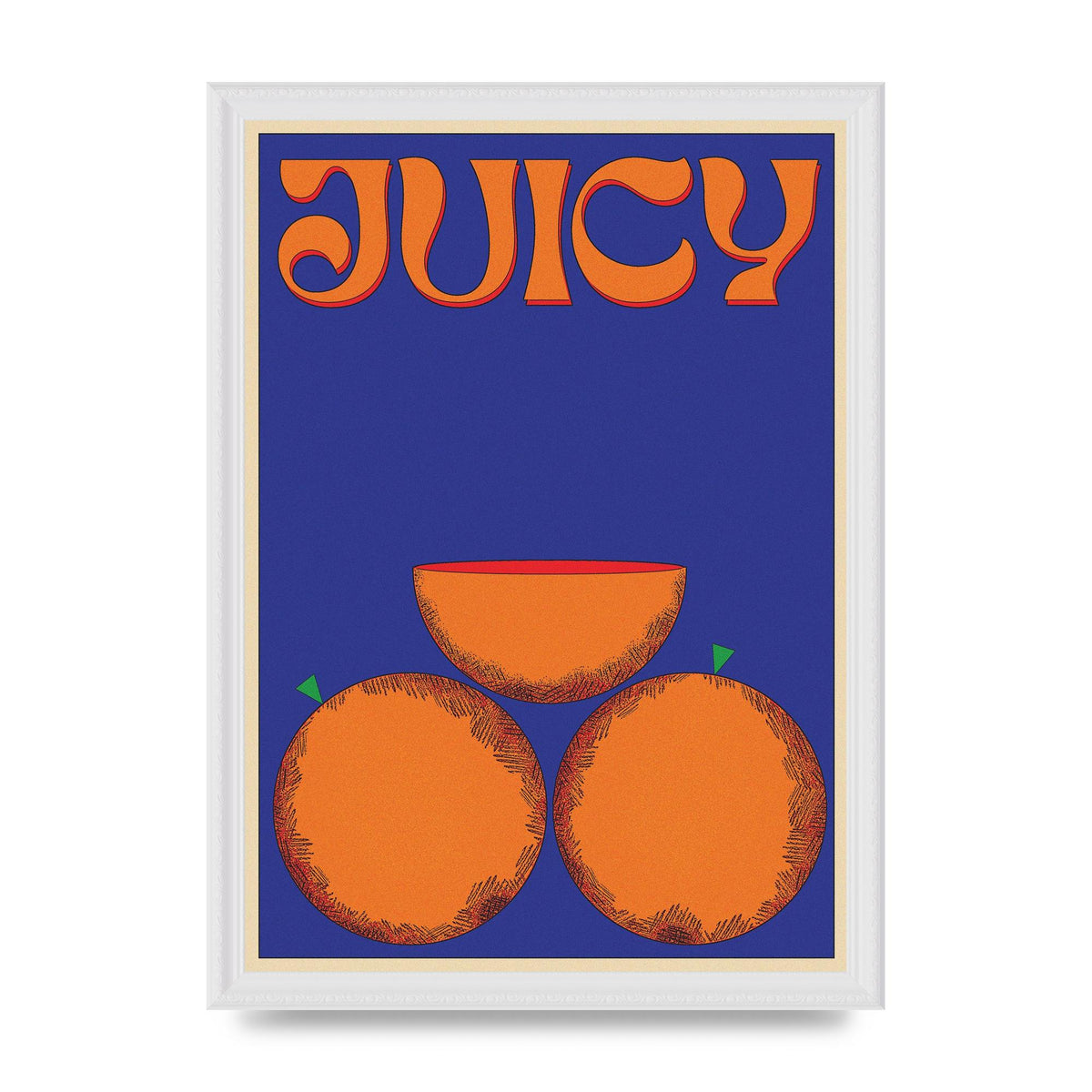 Retrovintage Juicy Orange" Wall Art - A3 framed