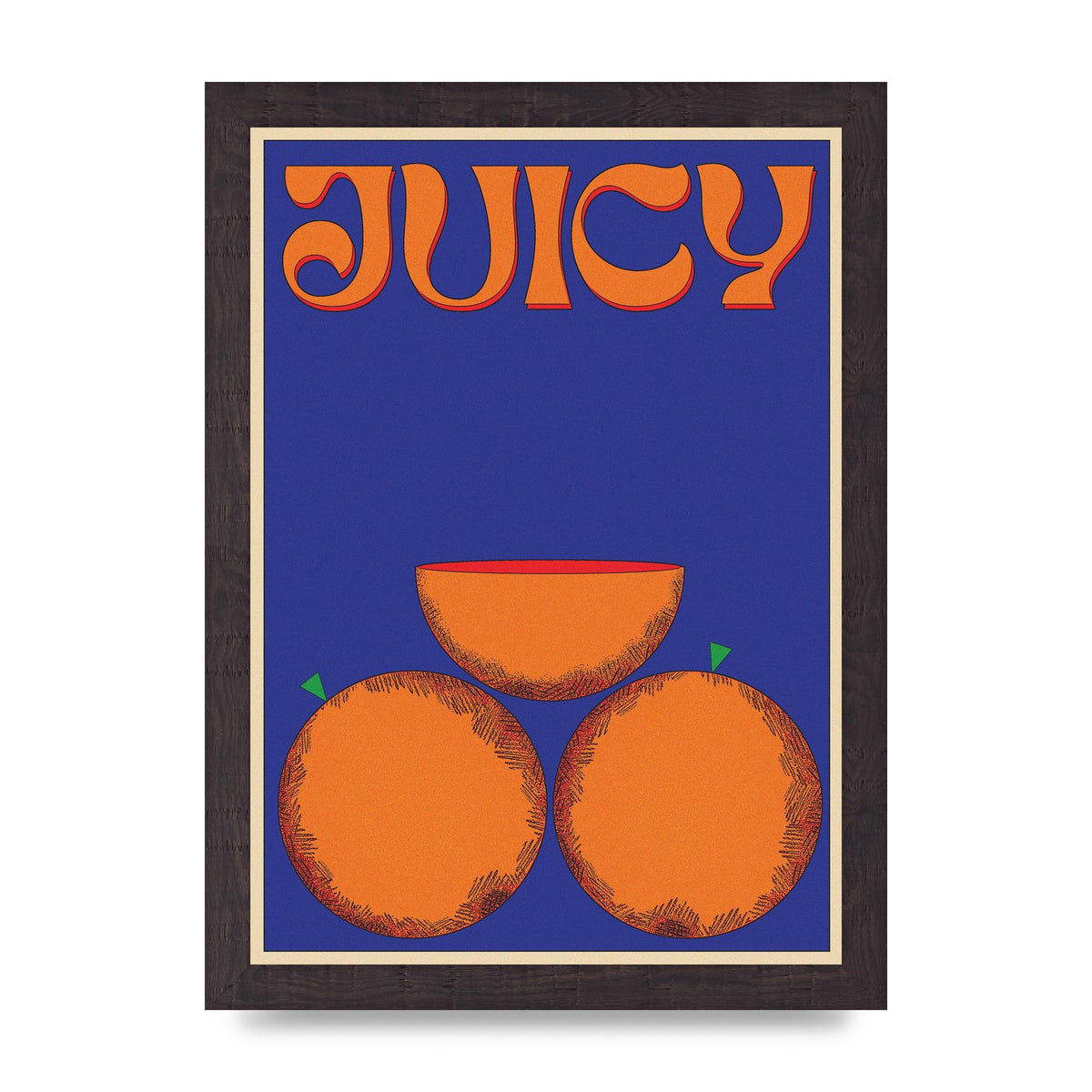 Retrovintage Juicy Orange" Wall Art - A4 framed
