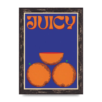 Retrovintage Juicy Orange" Wall Art - A4 framed