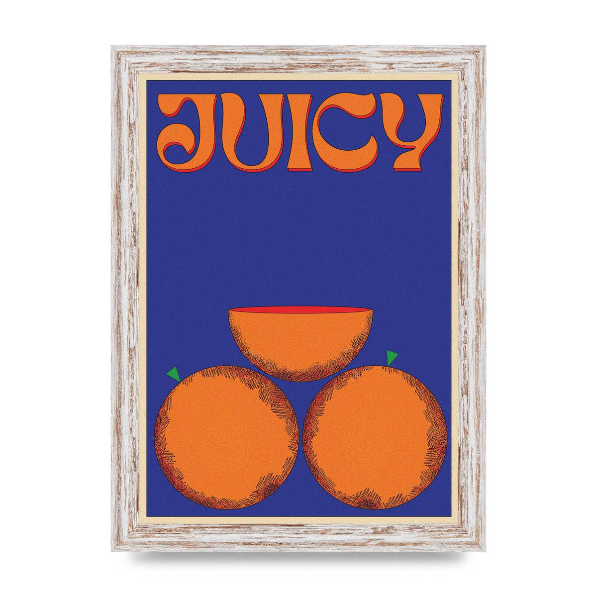 Retrovintage Juicy Orange" Wall Art - A4 framed