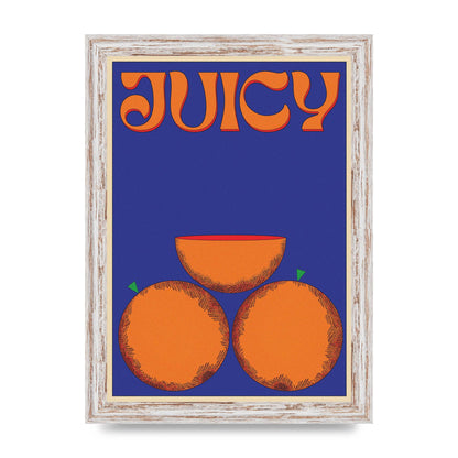 Retrovintage Juicy Orange" Wall Art - A4 framed