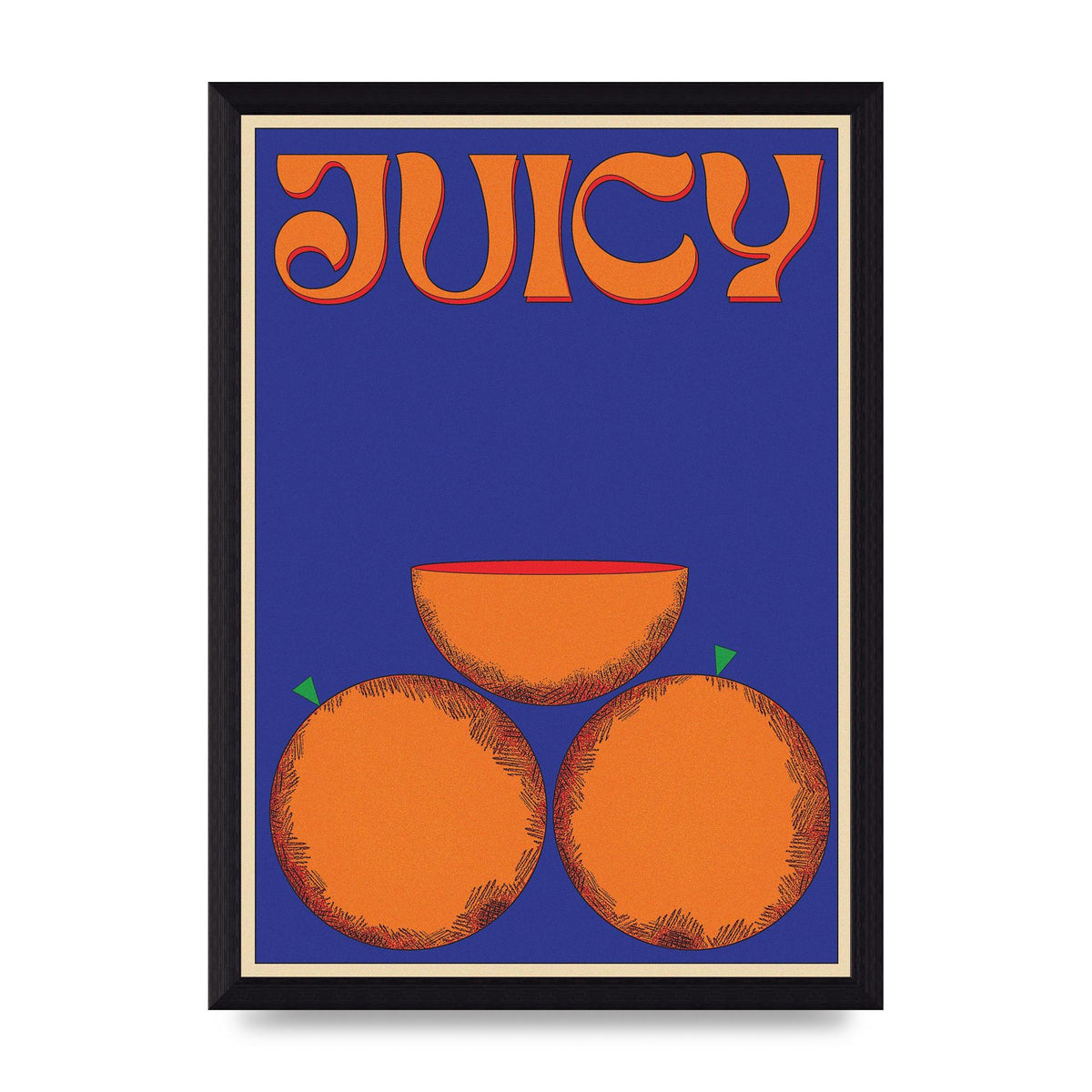 Retrovintage Juicy Orange" Wall Art - A4 framed