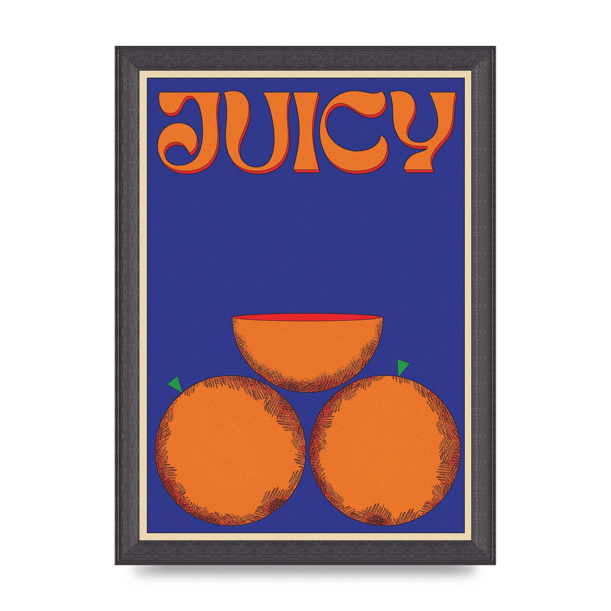 Retrovintage Juicy Orange" Wall Art - A4 framed