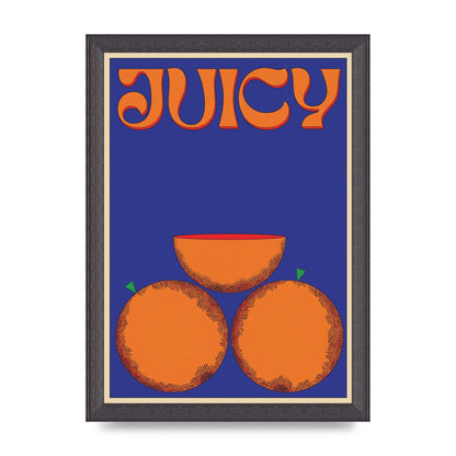 Retrovintage Juicy Orange" Wall Art - A4 framed