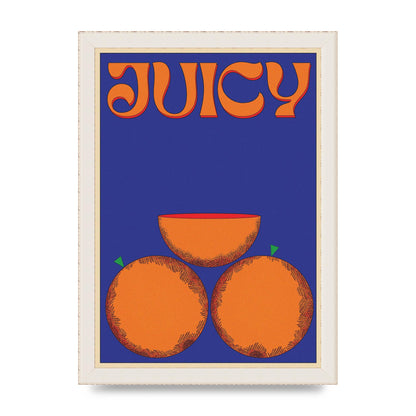 Retrovintage Juicy Orange" Wall Art - A4 framed
