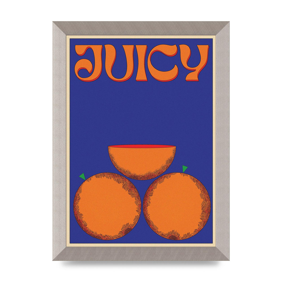 Retrovintage Juicy Orange" Wall Art - A4 framed