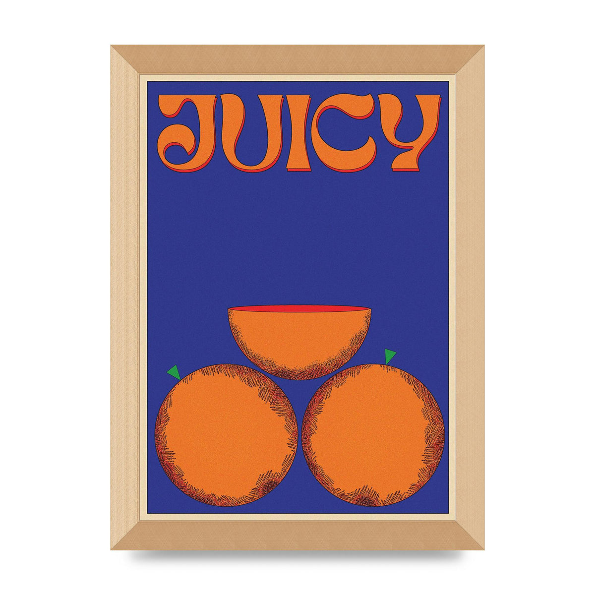 Retrovintage Juicy Orange" Wall Art - A4 framed