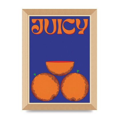 Retrovintage Juicy Orange" Wall Art - A4 framed