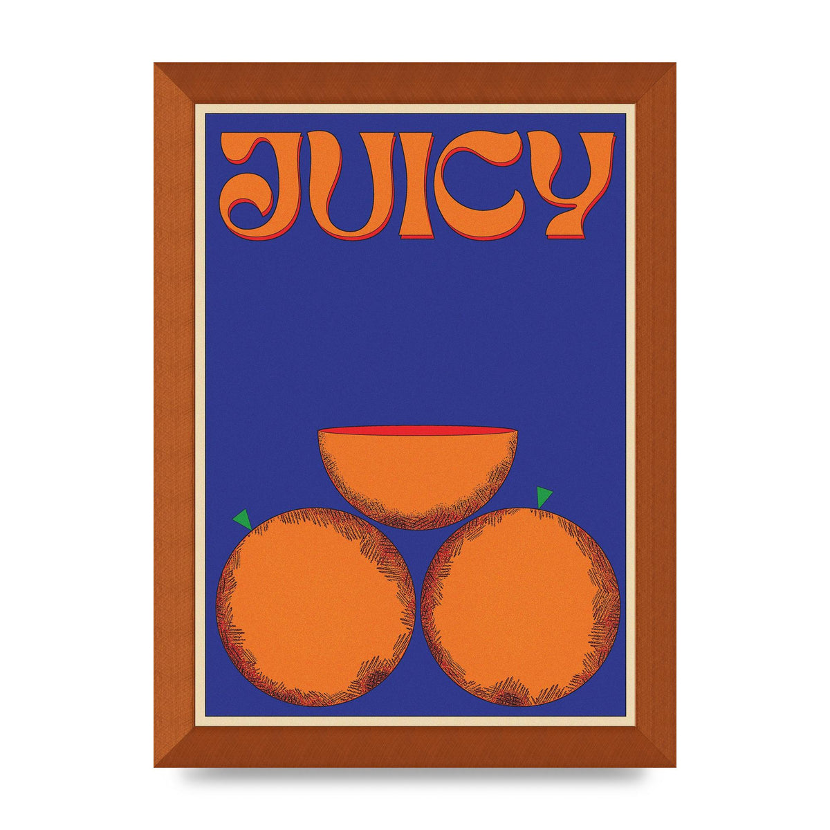 Retrovintage Juicy Orange" Wall Art - A4 framed