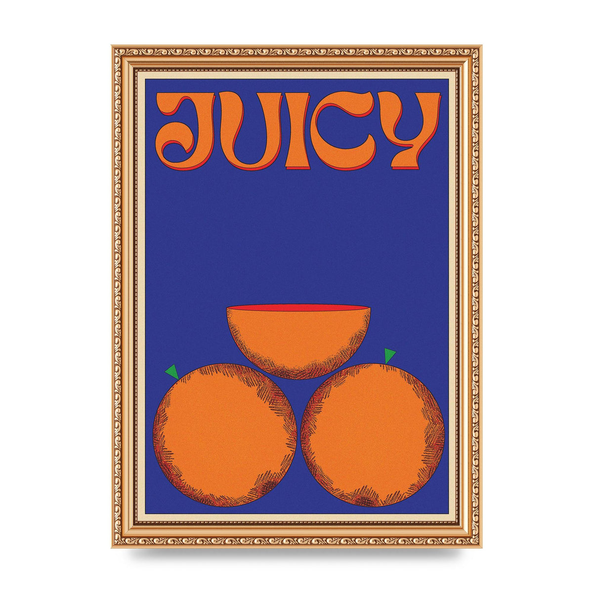 Retrovintage Juicy Orange" Wall Art - A4 framed