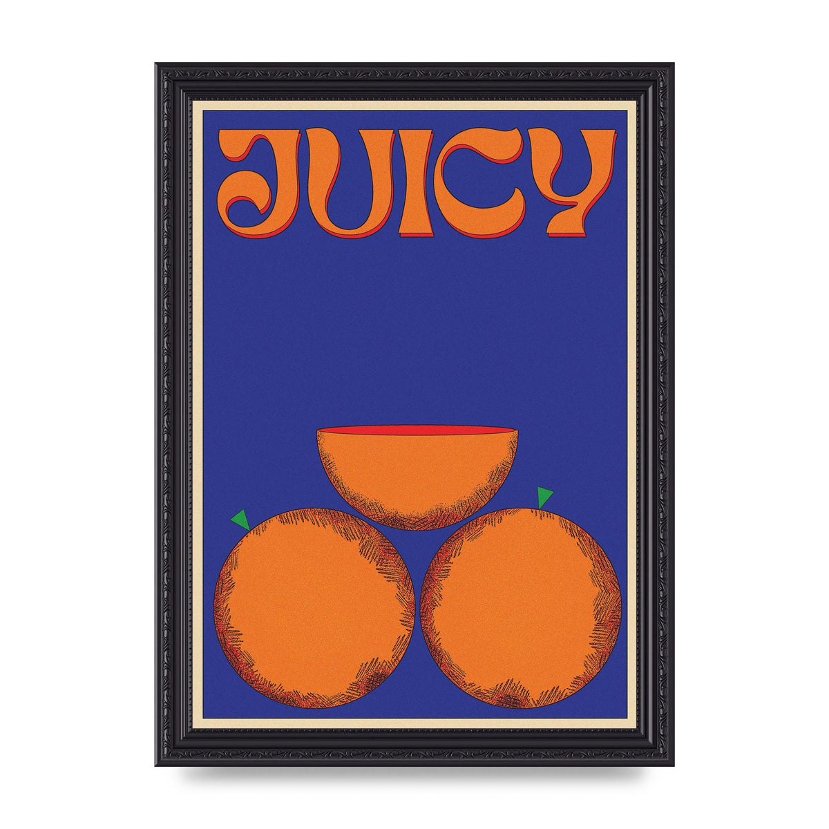 Retrovintage Juicy Orange" Wall Art - A4 framed