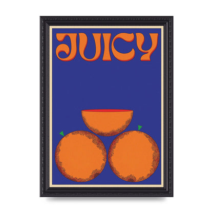 Retrovintage Juicy Orange" Wall Art - A4 framed