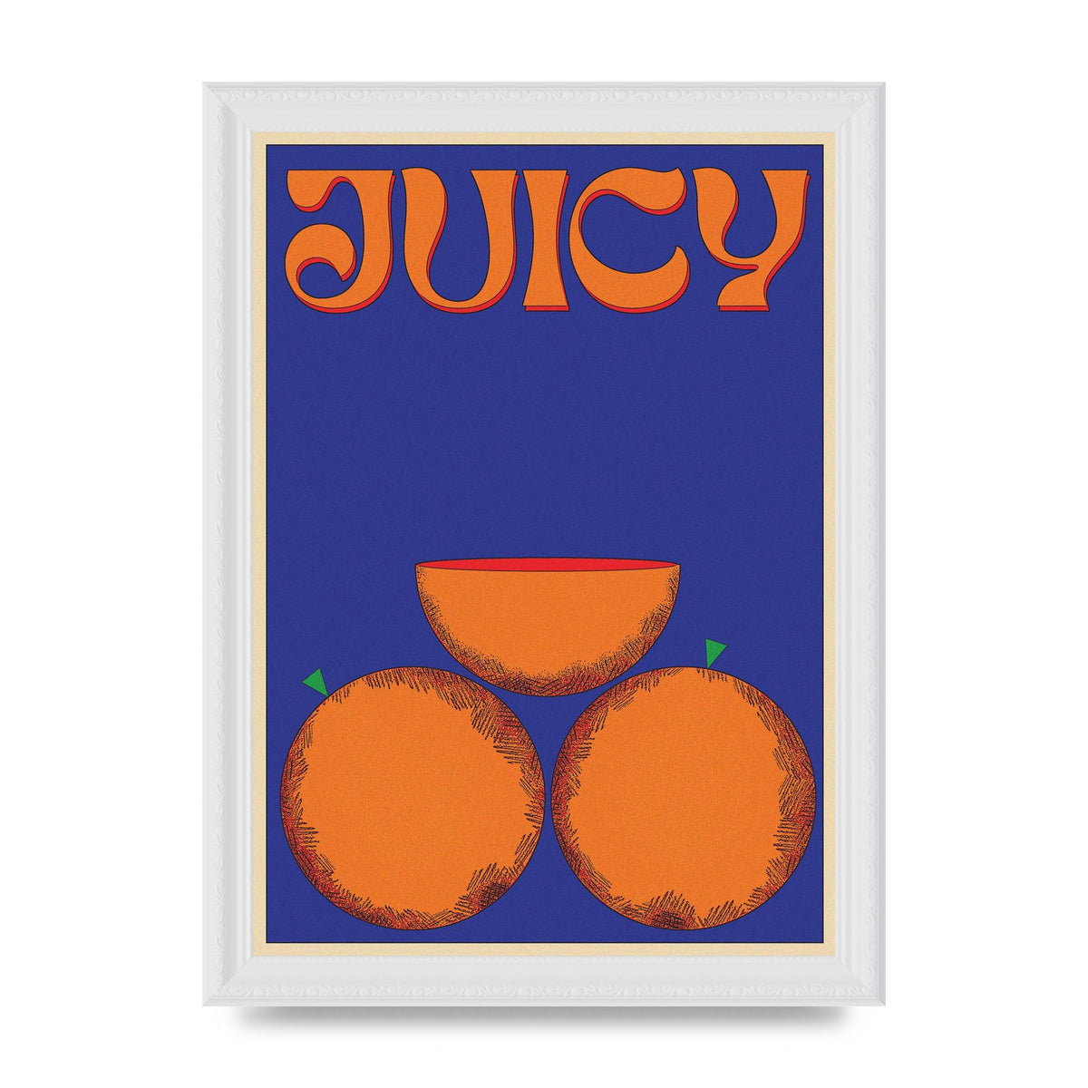 Retrovintage Juicy Orange" Wall Art - A4 framed