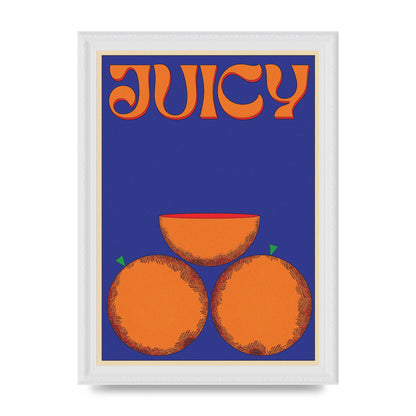 Retrovintage Juicy Orange" Wall Art - A4 framed
