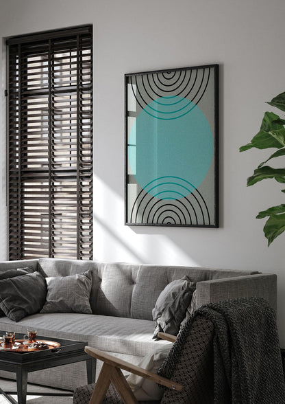 Abstract Line Disc Printed Poster - living room 1