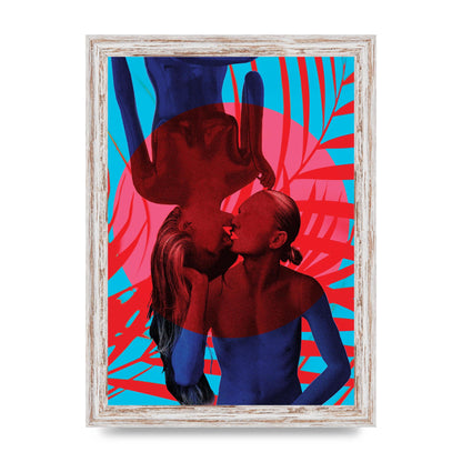 Tropical Lofi Kiss Wall Art - A4 framed
