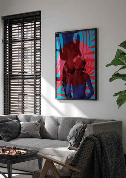 Tropical Lofi Kiss Wall Art - living room 1