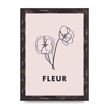 Fleur Line Drawing Art For The Home - A4 framed