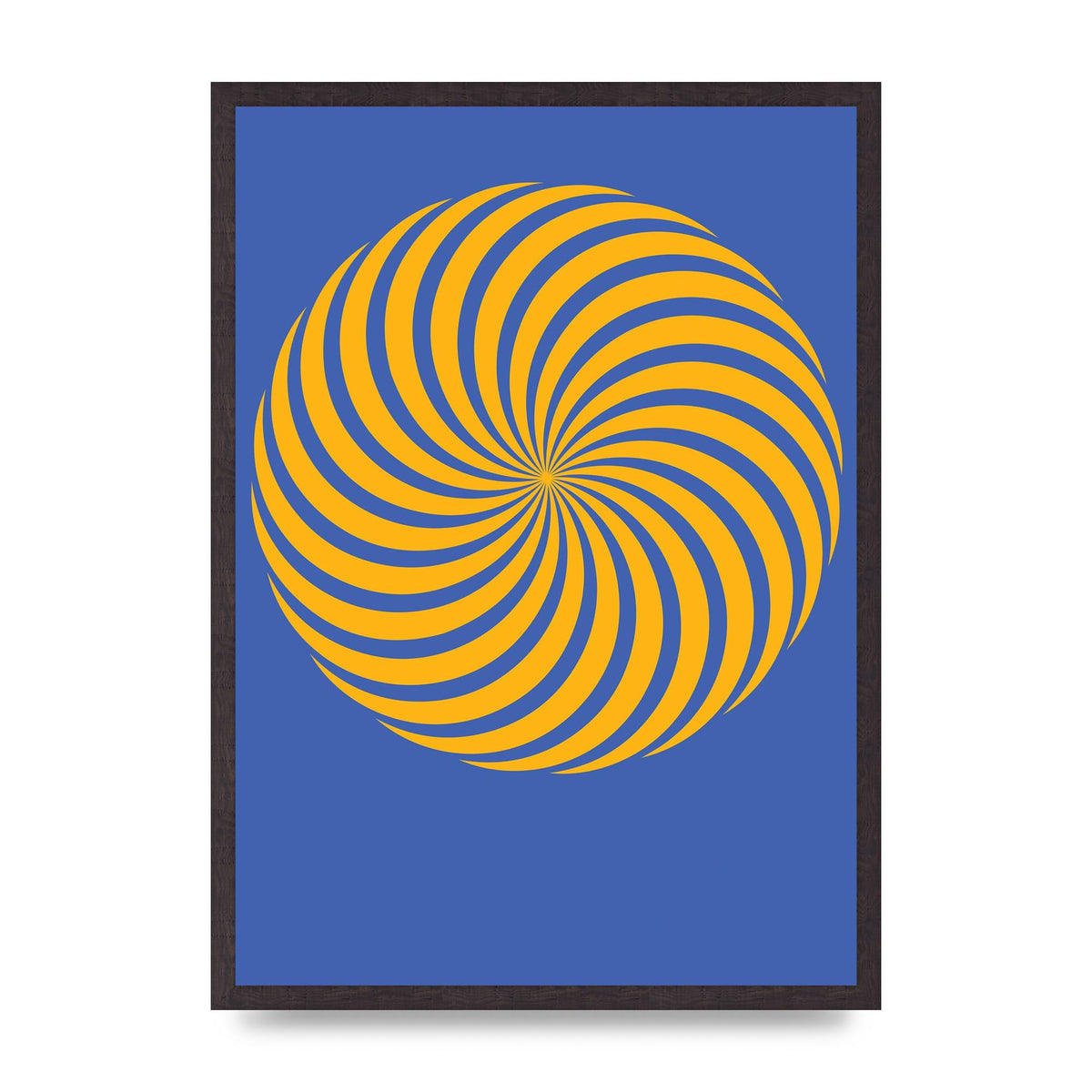 Swirl Blue Yellow Wall Art - A2 framed