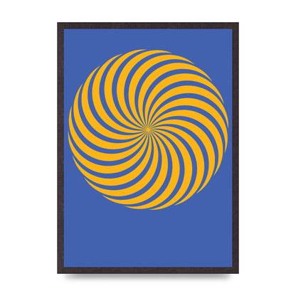 Swirl Blue Yellow Wall Art - A2 framed