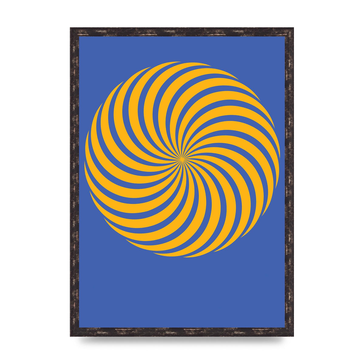 Swirl Blue Yellow Wall Art - A2 framed