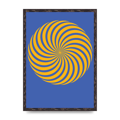 Swirl Blue Yellow Wall Art - A2 framed