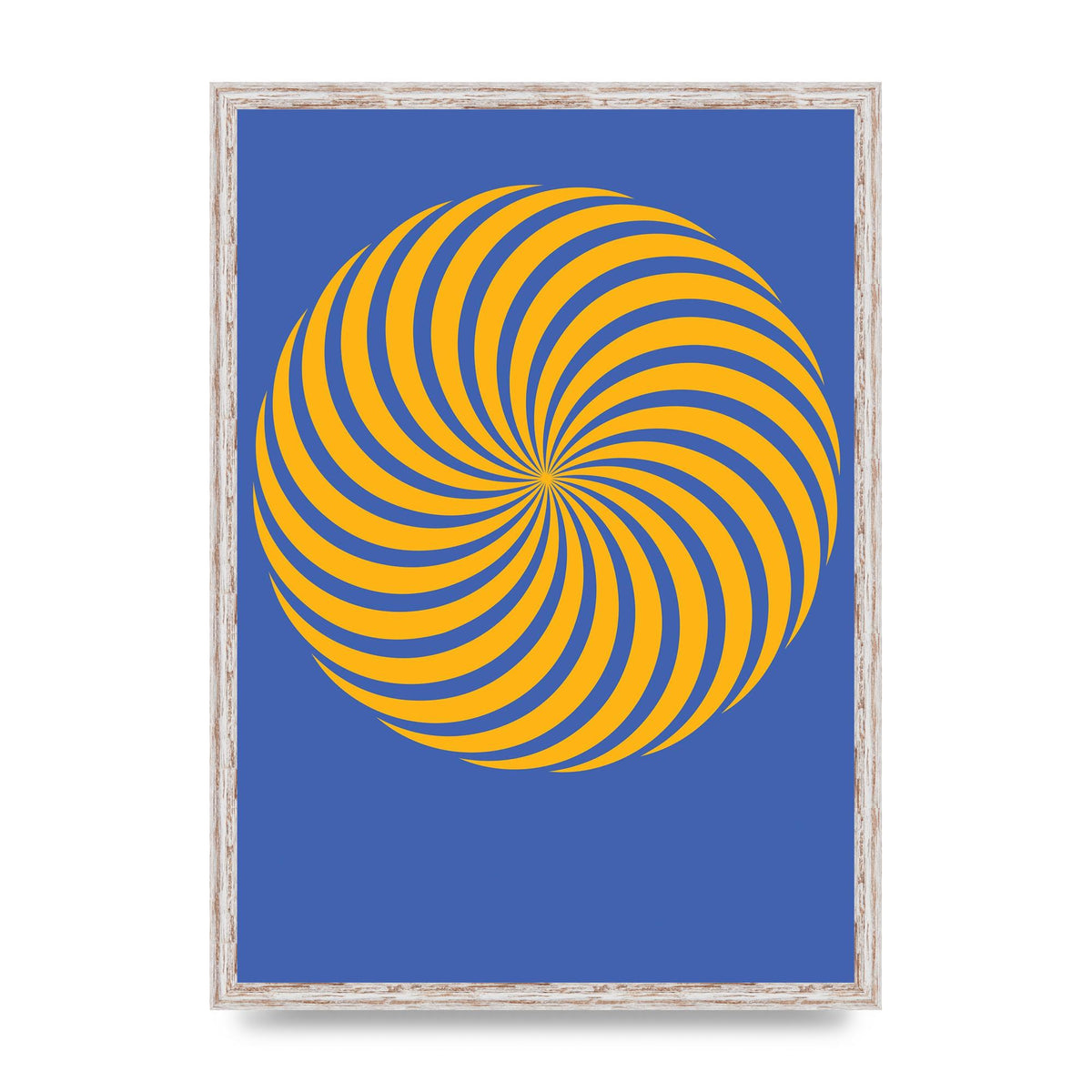 Swirl Blue Yellow Wall Art - A2 framed